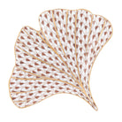 Chocolate fishnet Ginkgo Leaf Figurine figurine, hand-painted Herend porcelain with 24k gold accents