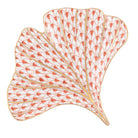 Herend Ginkgo Leaf Figurine porcelain figurine painted in the Rust fishnet pattern