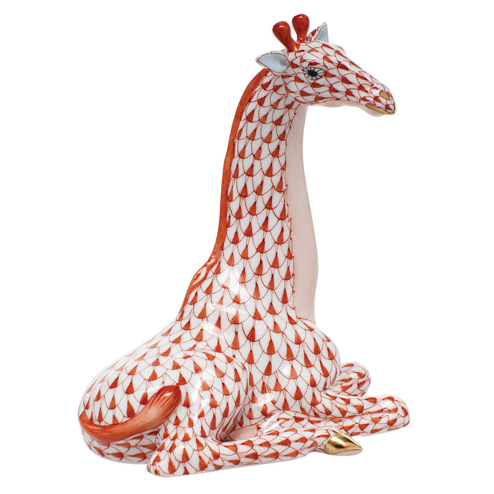 Giraffe Figurine in hand-painted Rust porcelain by Herend of Hungary