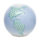 Hand-painted Herend Globe Figurine in fine porcelain, 3.25in H X 3.5in D, on a white background