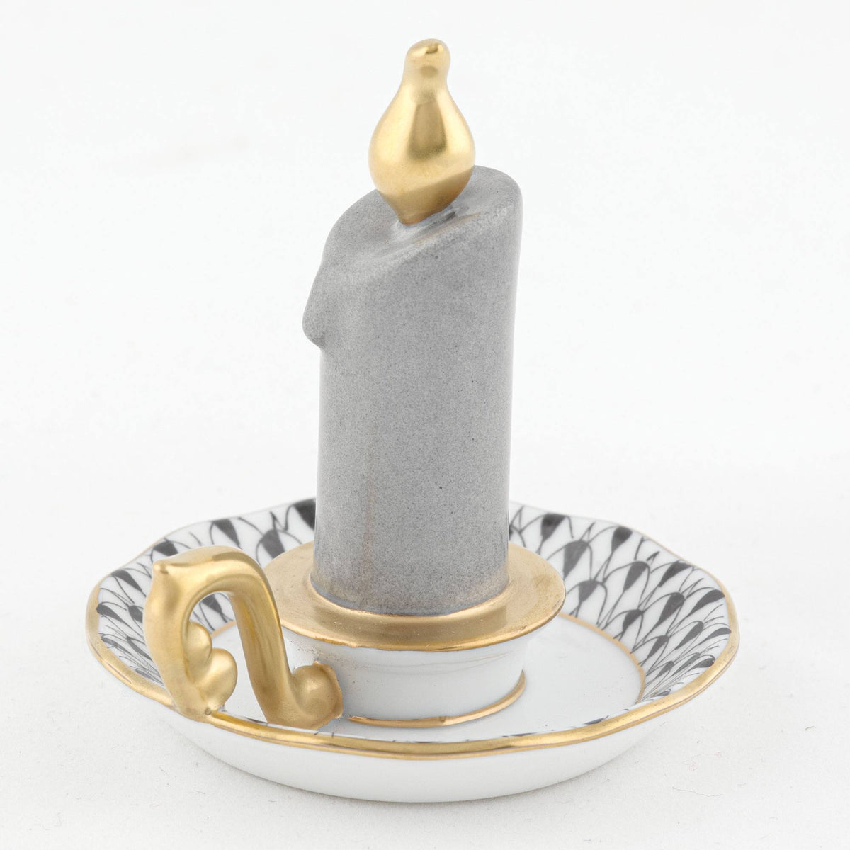 Herend Glowing Candlestick Figurine – Black, alternate view
