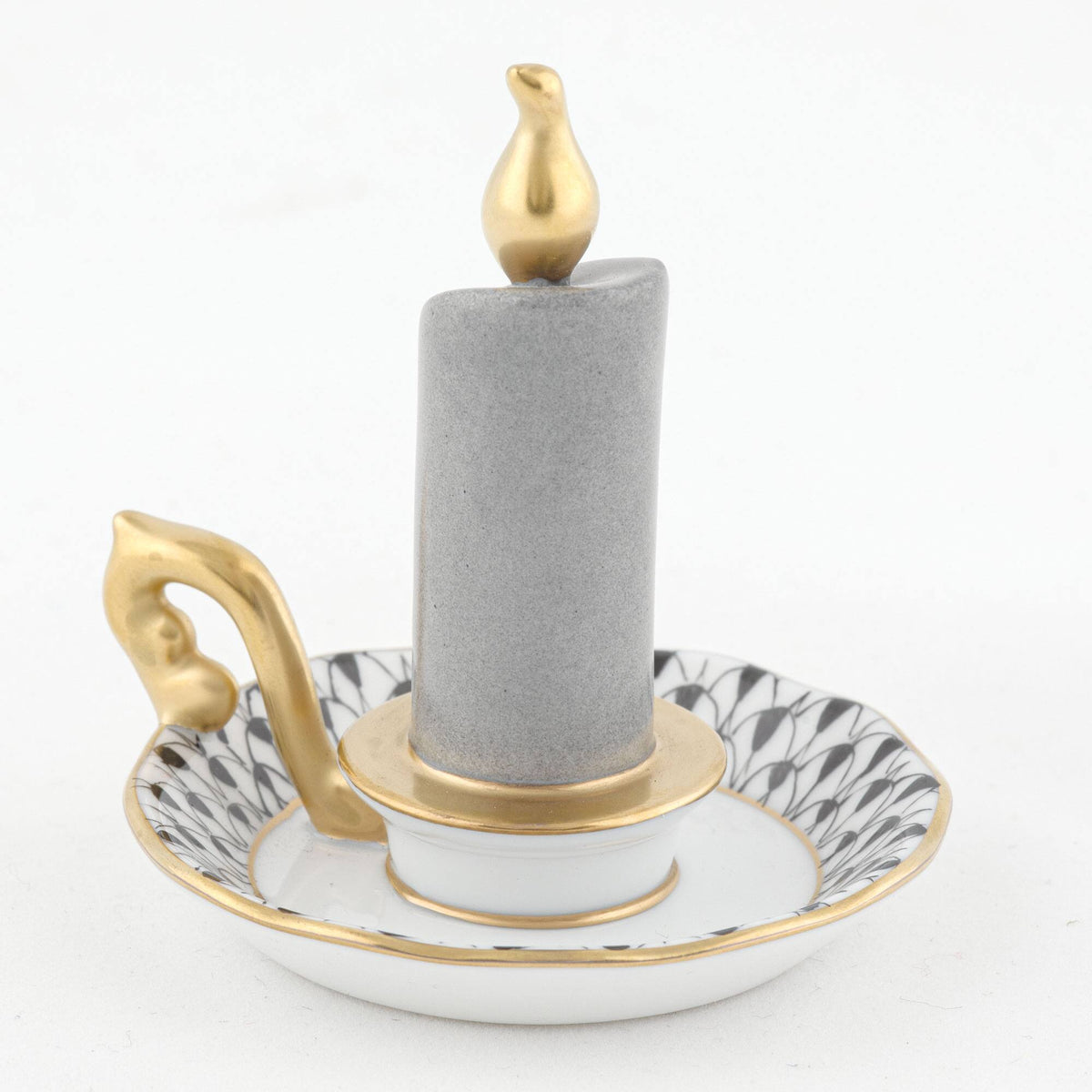 Herend Glowing Candlestick Figurine – Black, alternate view