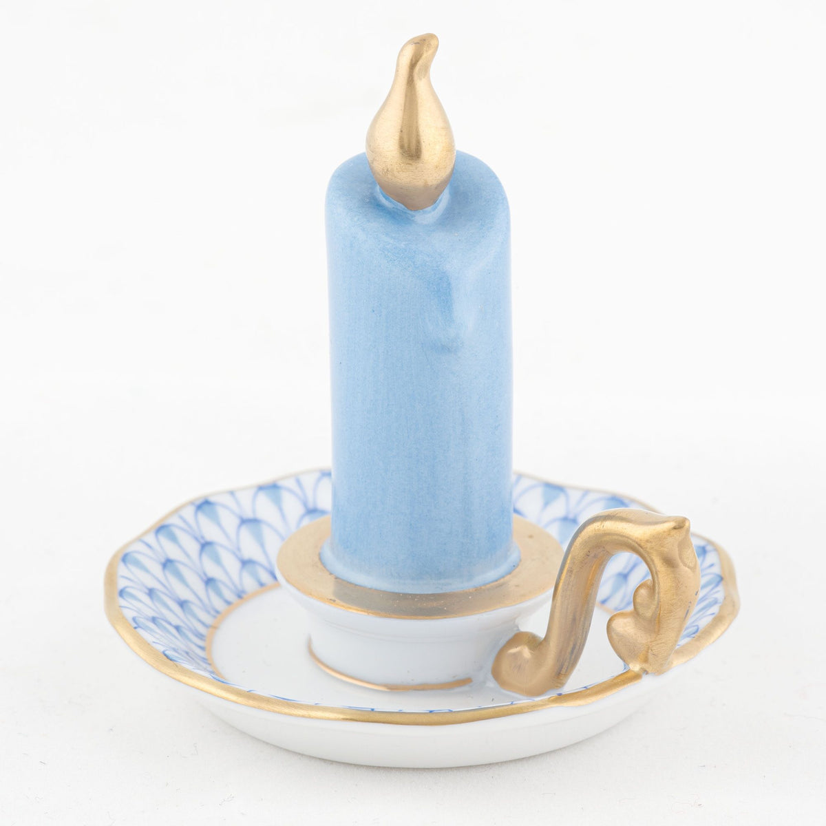 Herend Glowing Candlestick Figurine – Blue, alternate view