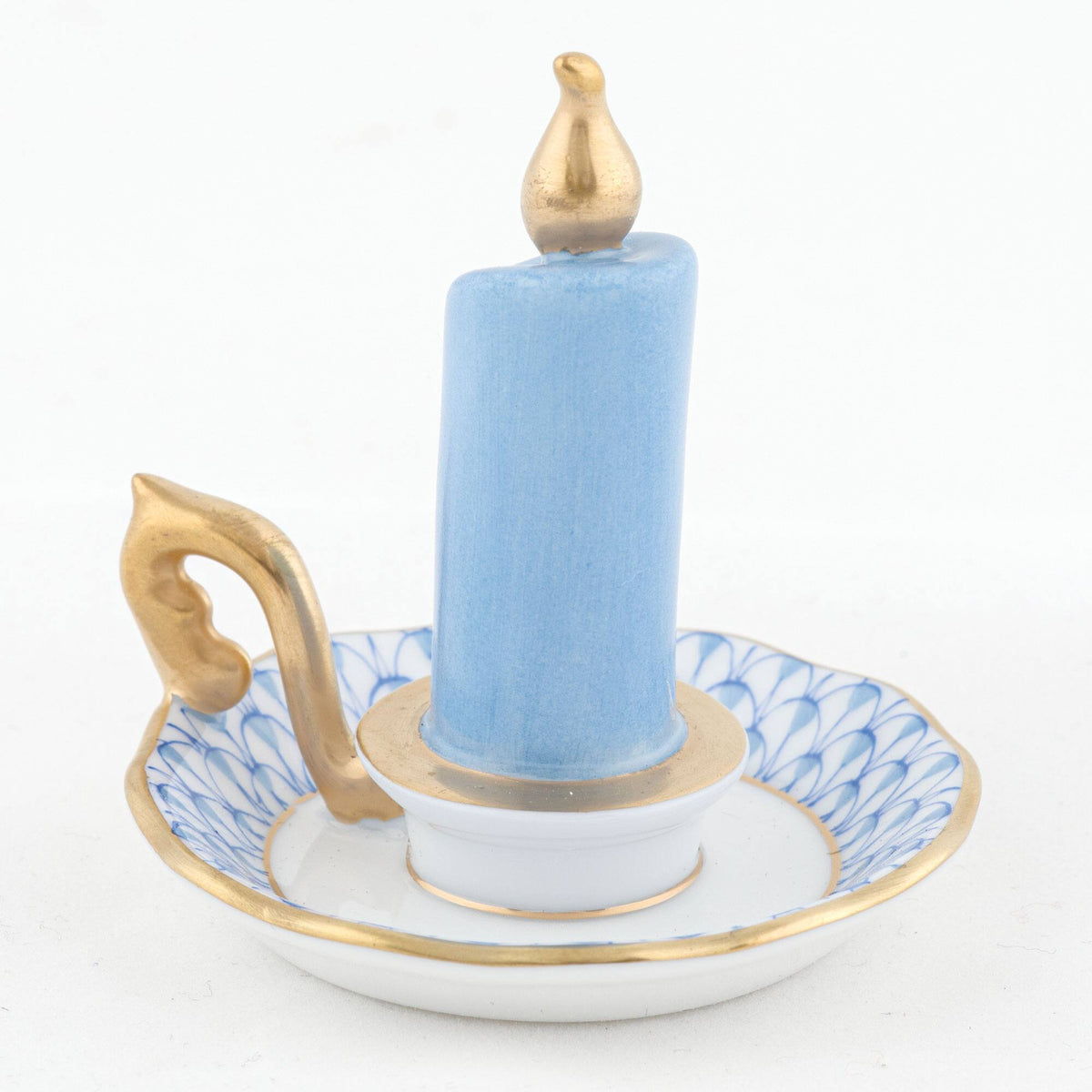 Herend Glowing Candlestick Figurine – Blue, alternate view