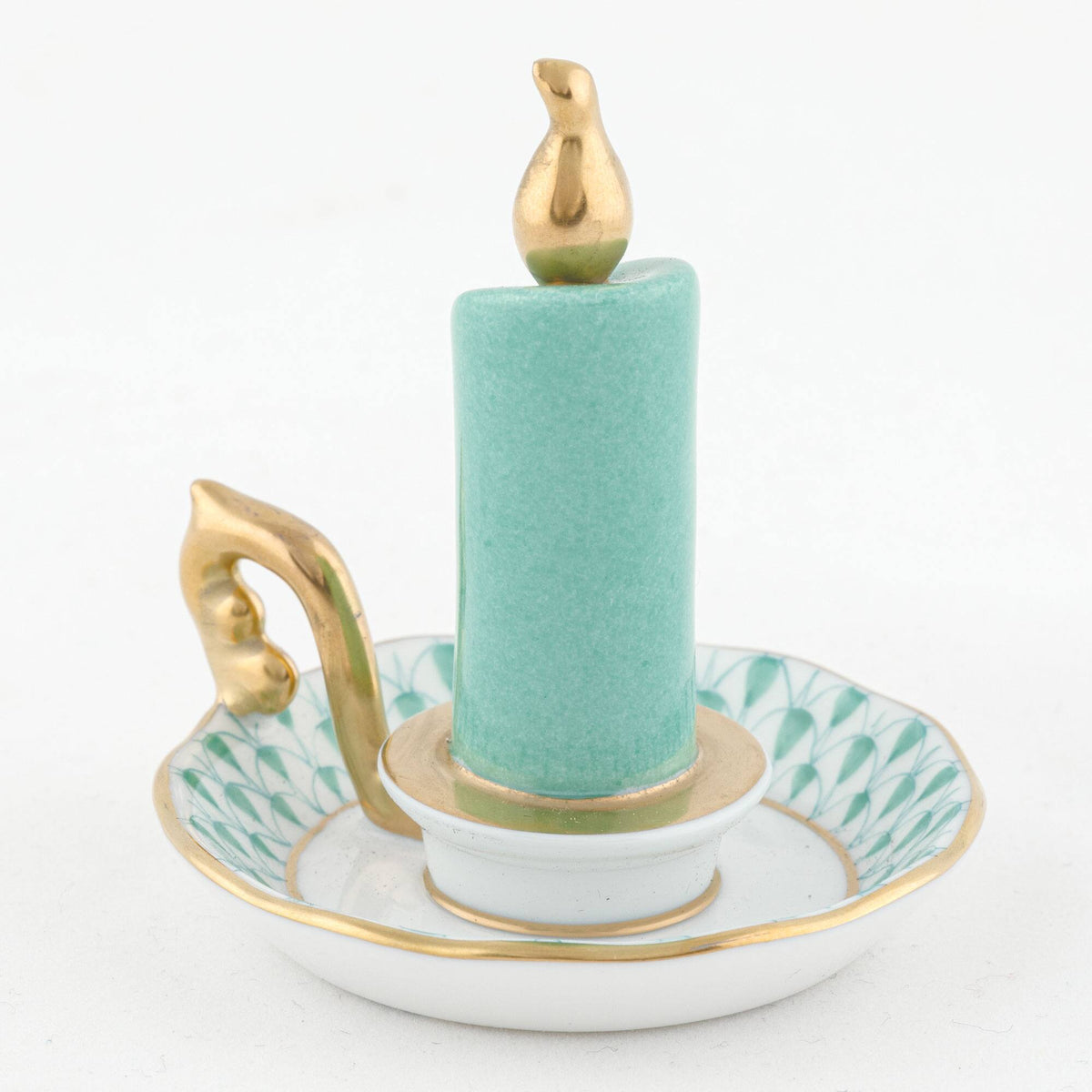 Herend Glowing Candlestick Figurine – Green, alternate view