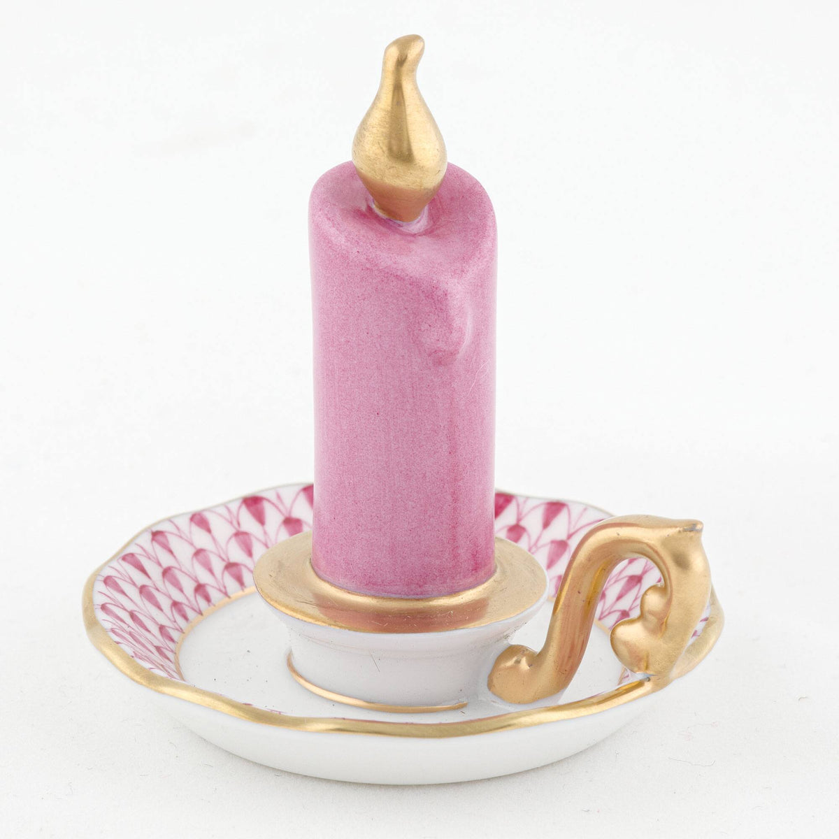 Herend Glowing Candlestick Figurine – Raspberry, alternate view