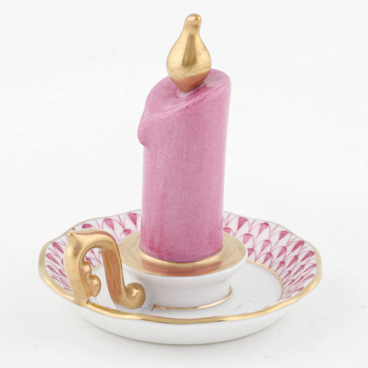 Herend Glowing Candlestick Figurine – Raspberry, alternate view