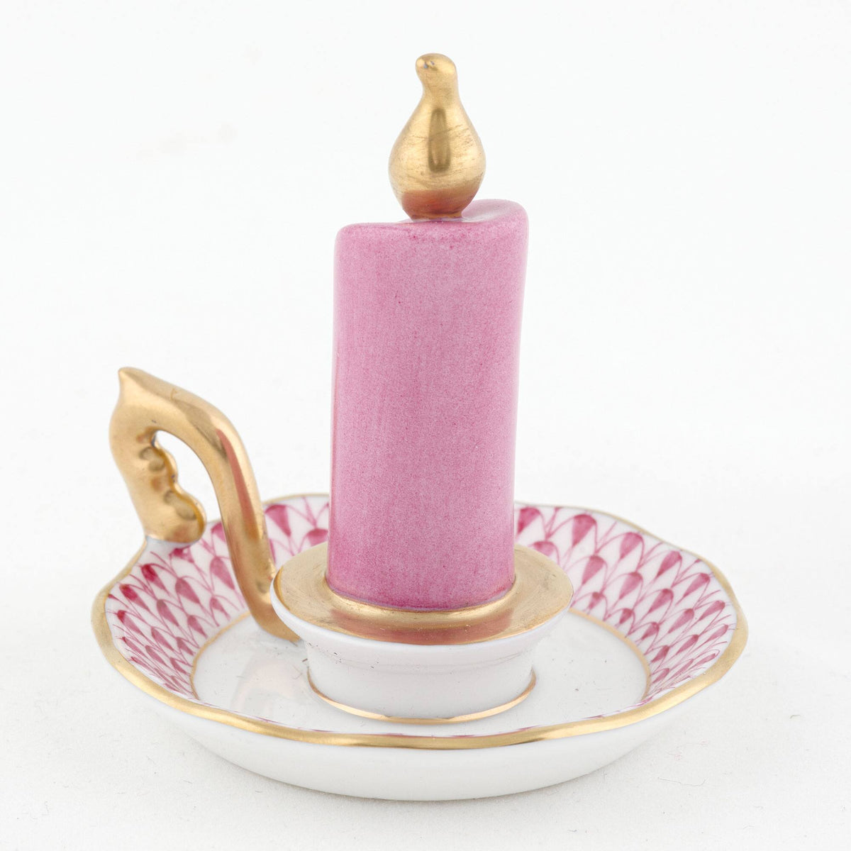 Herend Glowing Candlestick Figurine – Raspberry, alternate view