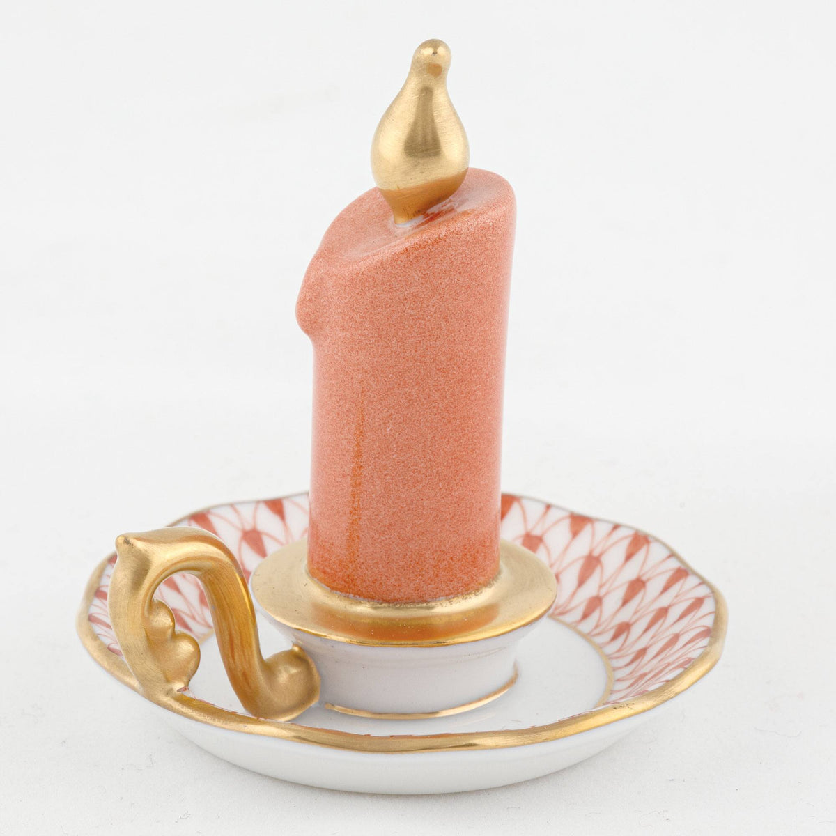 Herend Glowing Candlestick Figurine – Rust, alternate view