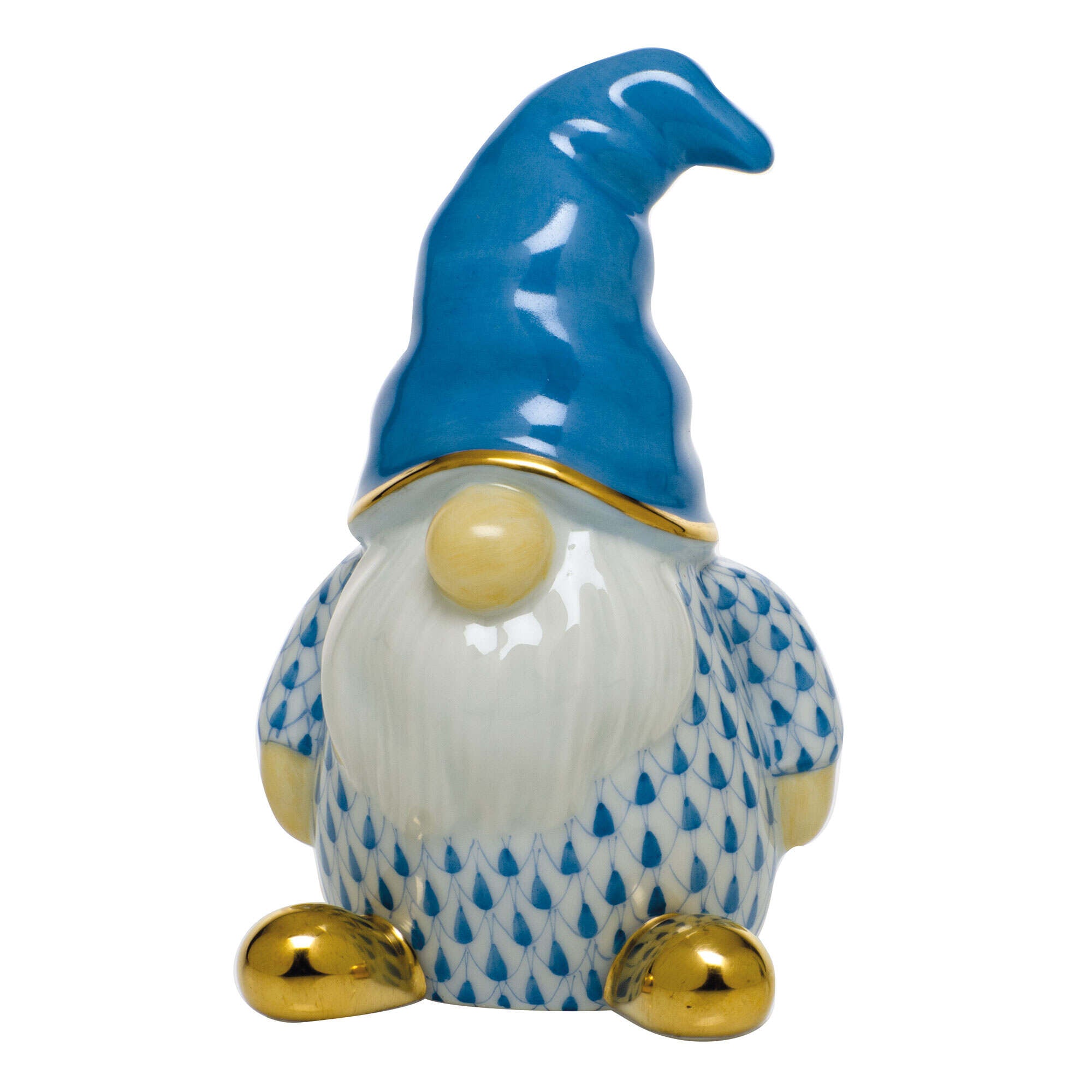 Herend Gnome Figurine porcelain figurine painted in the Blue fishnet pattern