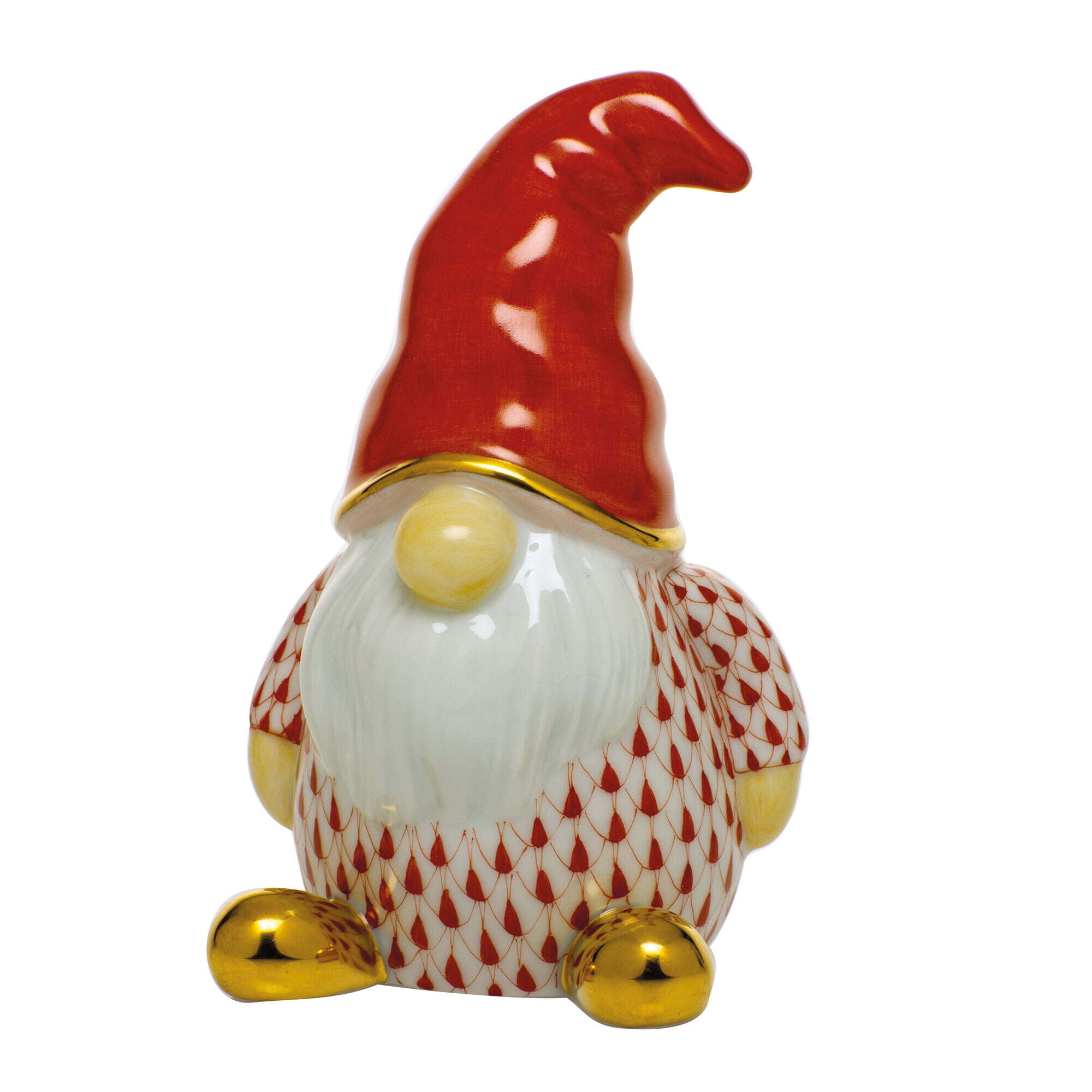 Gnome Figurine in hand-painted Rust porcelain by Herend of Hungary