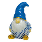 Sapphire fishnet Gnome Figurine figurine, hand-painted Herend porcelain with 24k gold accents