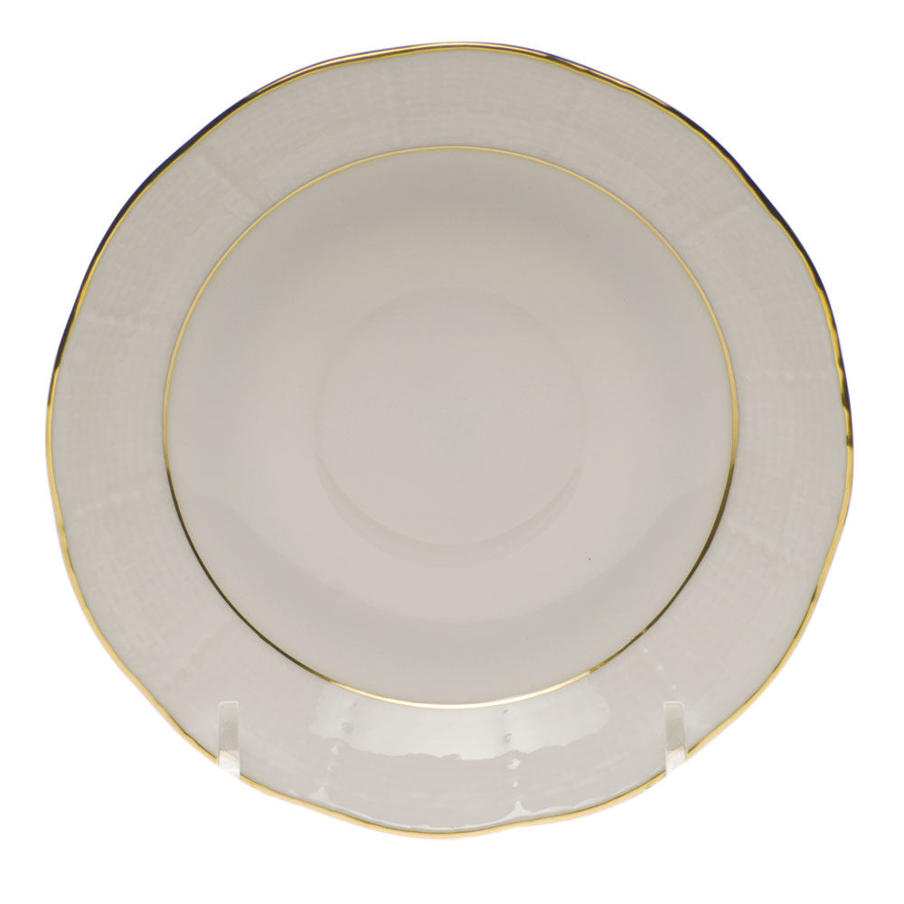 Hand-painted Herend Golden Edge After Dinner Saucer in fine porcelain, 4.5in D, on a white background