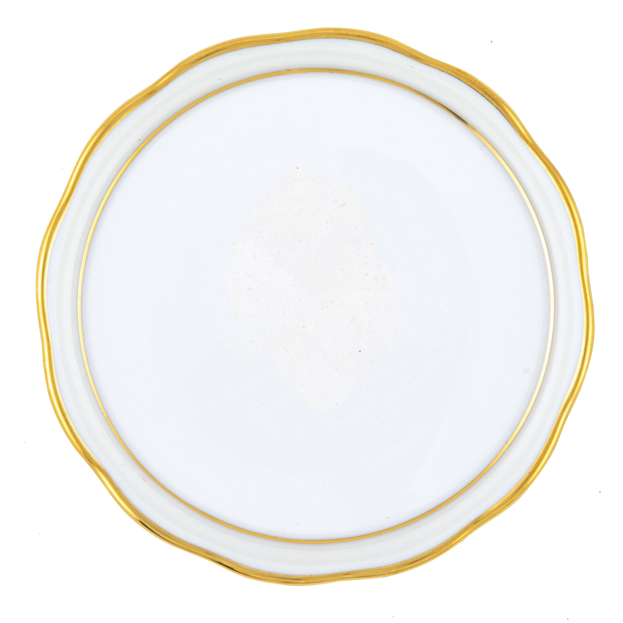 Hand-painted Herend Golden Edge Coaster in fine porcelain, 4in D, on a white background
