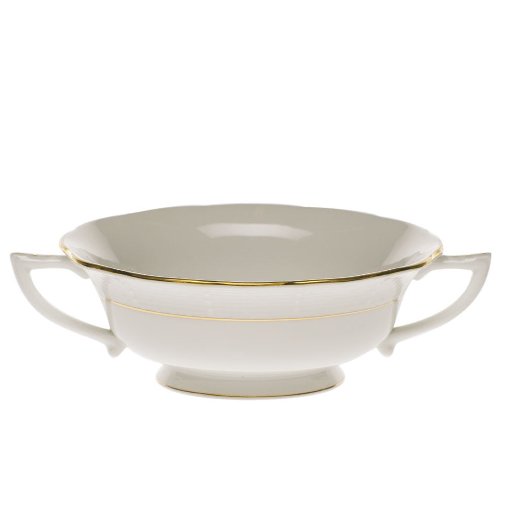 Hand-painted Herend Golden Edge Cream Soup Cup Cream Soup Bowl in fine porcelain, on a white background