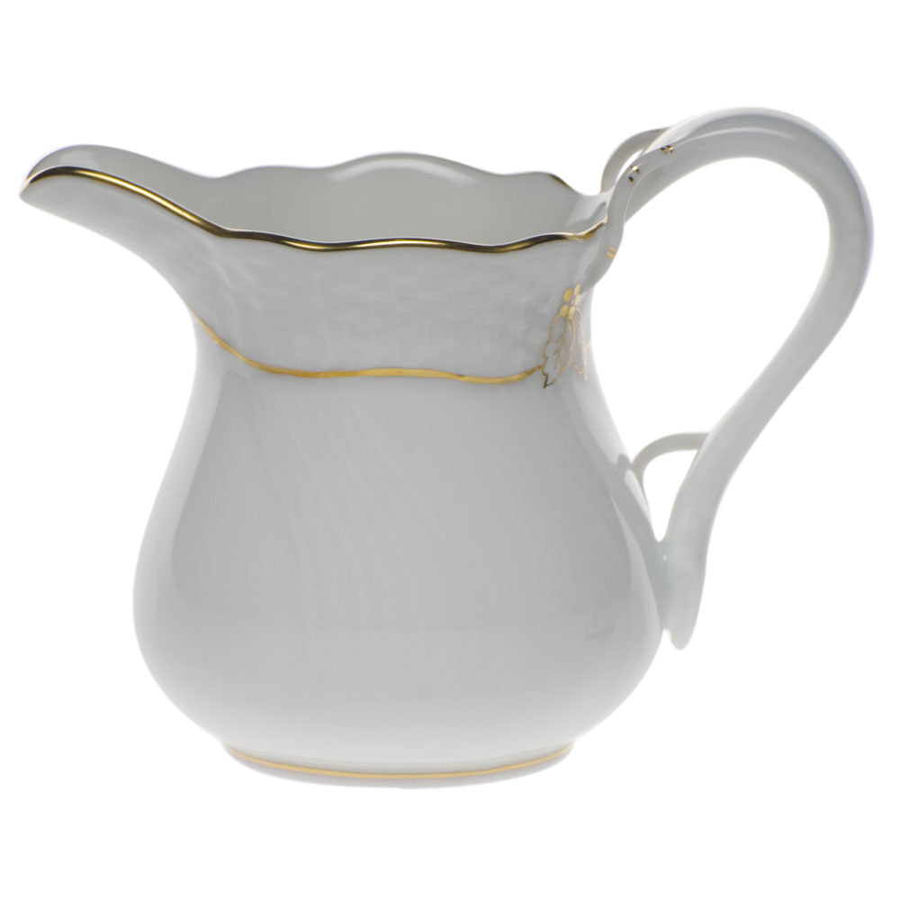 Hand-painted Herend Golden Edge Creamer in fine porcelain, (10 OZ) 4in H, on a white background