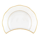 Hand-painted Herend Golden Edge Crescent Salad Salad Plate in fine porcelain, 7.25in L X 5in W, on a white background