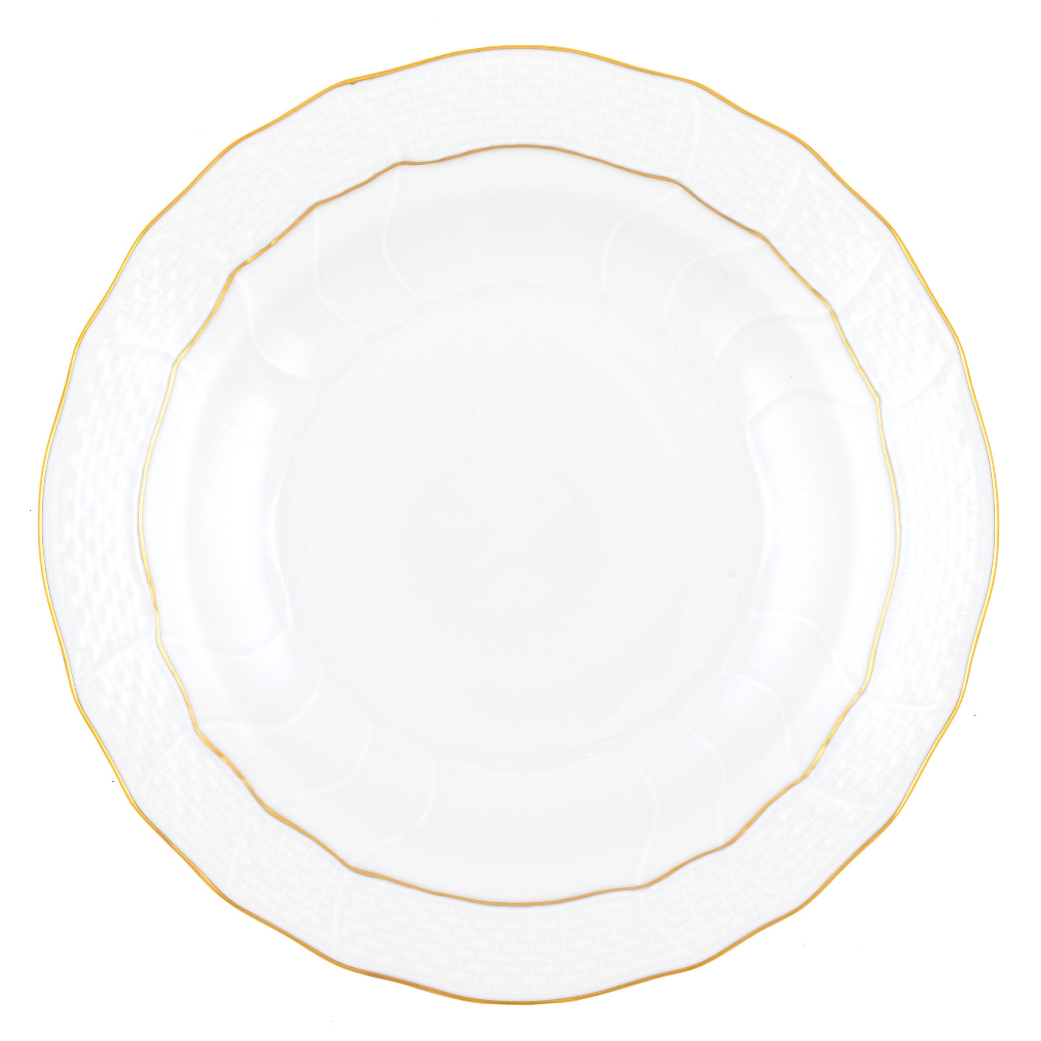 Hand-painted Herend Golden Edge Dessert Plate in fine porcelain, 8.25in D, on a white background