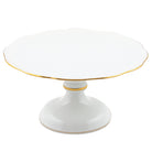 Hand-painted Herend Golden Edge Footed Cake Plate in fine porcelain, 5in H X 10.5in D, on a white background