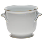 Hand-painted Herend Golden Edge Medium Cachepot in fine porcelain, 6.5in H X 7.75in D, on a white background