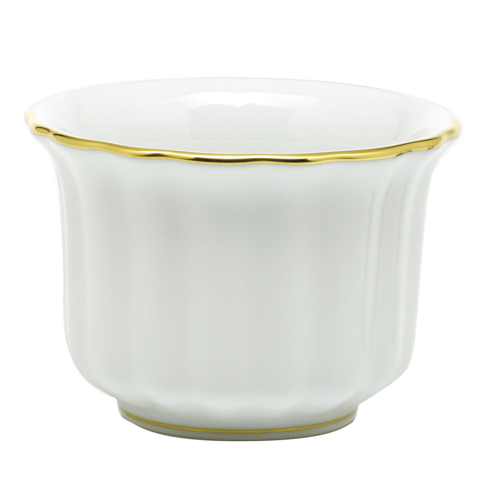 Hand-painted Herend Golden Edge Mini Cachepot in fine porcelain, 4.5in L X 4.5in H, on a white background
