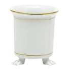 Hand-painted Herend Golden Edge Mini Cachepot with Feet in fine porcelain, 3.75in L X 4in H, on a white background