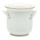 Hand-painted Herend Golden Edge Mini Cachepot with Handles in fine porcelain, 4.75in L X 3.75in H, on a white background