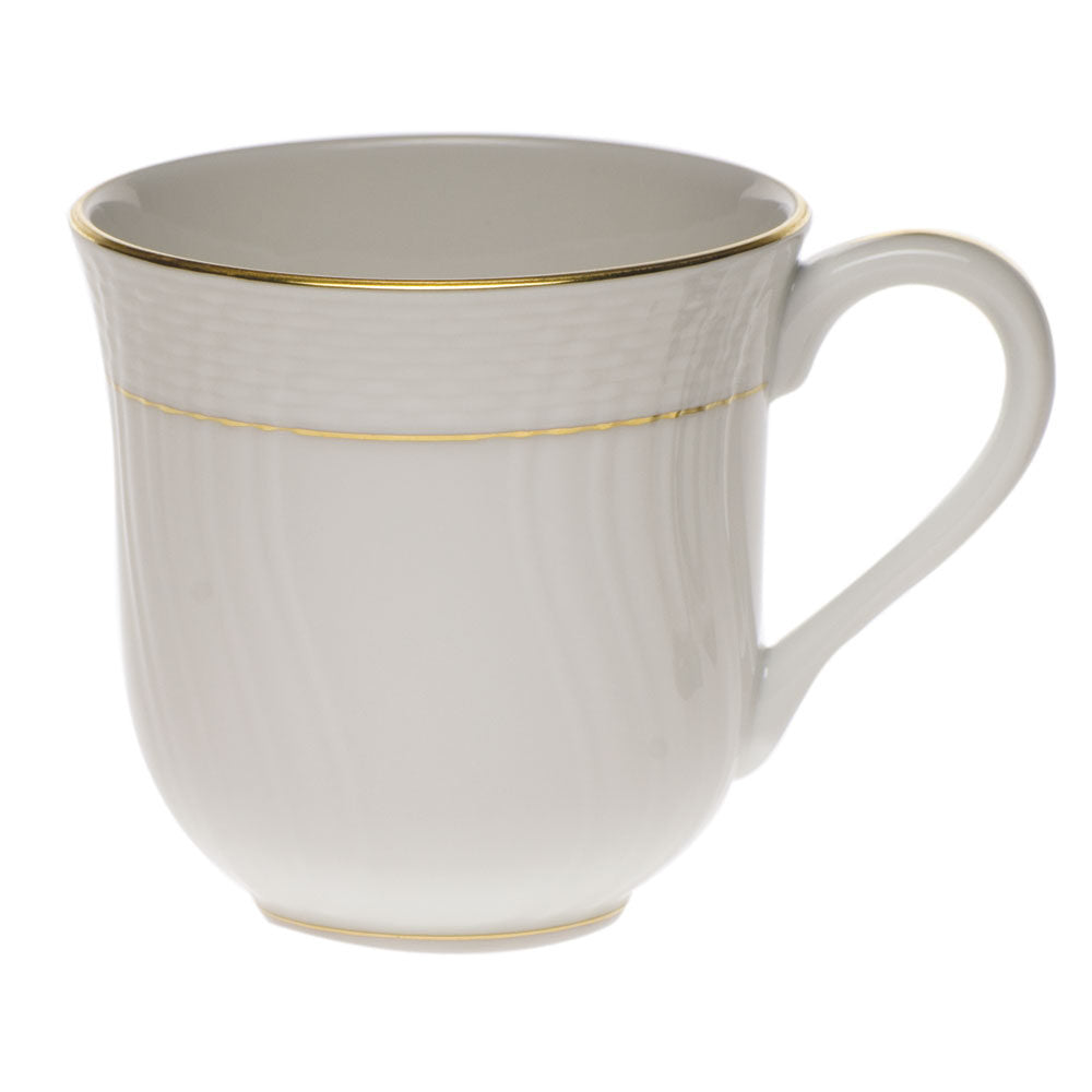 Hand-painted Herend Golden Edge Mug in fine porcelain, (10 OZ) 3.5in H, on a white background