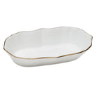 Hand-painted Herend Golden Edge Narrow Pin Dish Decorative Plate in fine porcelain, 5in L X 1in H, on a white background