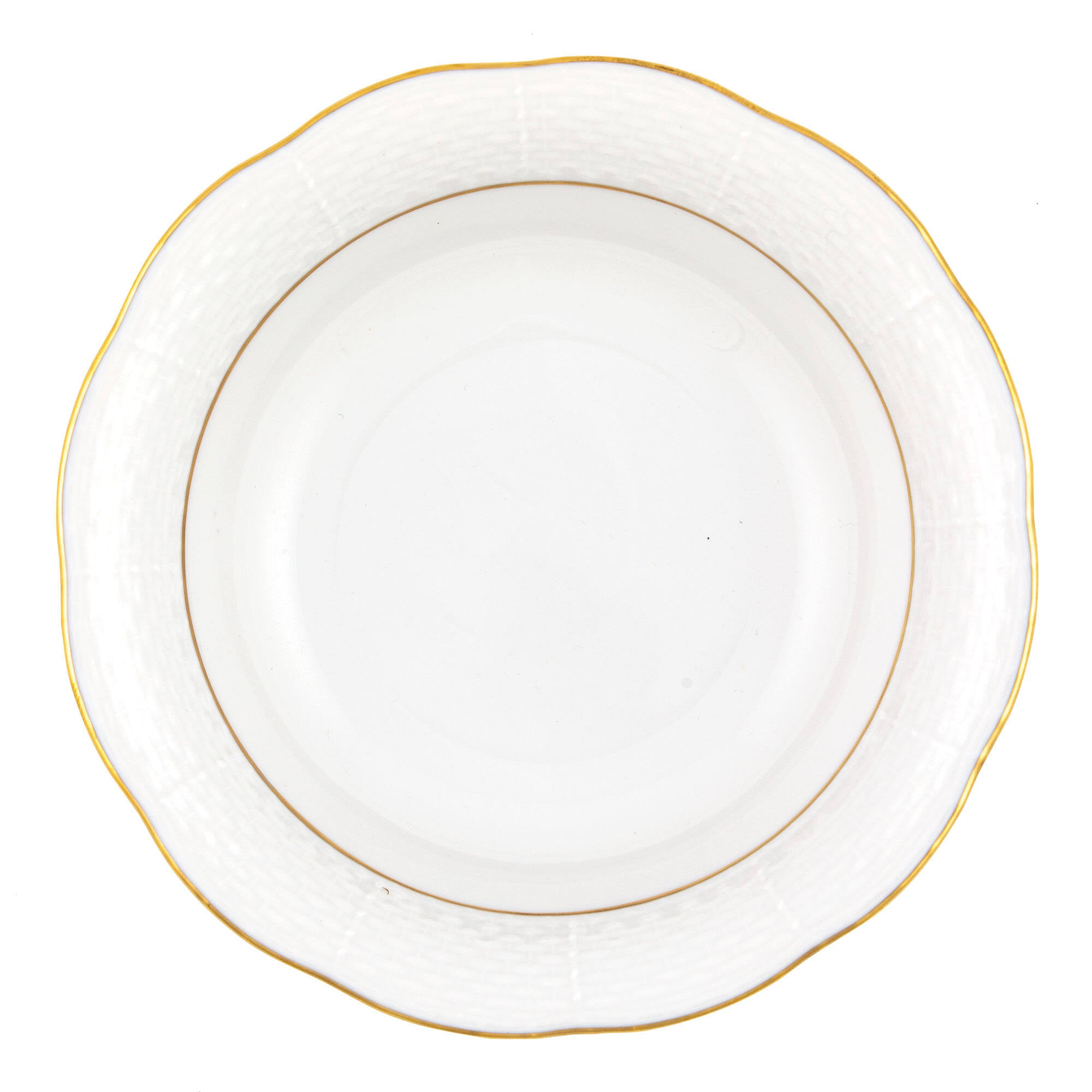 Hand-painted Herend Golden Edge Oatmeal Bowl in fine porcelain, 6.5in D, on a white background