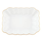 Hand-painted Herend Golden Edge Oblong Dish Candy Dishe in fine porcelain, 7.25in L X 5.5in W X 1.5in H, on a white background