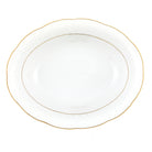 Hand-painted Herend Golden Edge Oval Vegetable Dish Serving Bowl in fine porcelain, 10in L X 8in W, on a white background