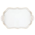 Hand-painted Herend Golden Edge Rec Tray with Branch Handles in fine porcelain, 18in L, on a white background