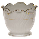 Hand-painted Herend Golden Edge Ribbed Cachepot in fine porcelain, 6.25in H X 7in D, on a white background