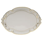 Hand-painted Herend Golden Edge Ribbon Tray in fine porcelain, 15.75in L X 11in W, on a white background