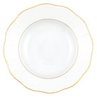 Hand-painted Herend Golden Edge Rim Soup Plate Soup Plates & Rimmed Soup Bowl in fine porcelain, 8in D, on a white background