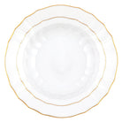 Hand-painted Herend Golden Edge Rim Soup Soup Plates & Rimmed Soup Bowl in fine porcelain, 9.5in D, on a white background