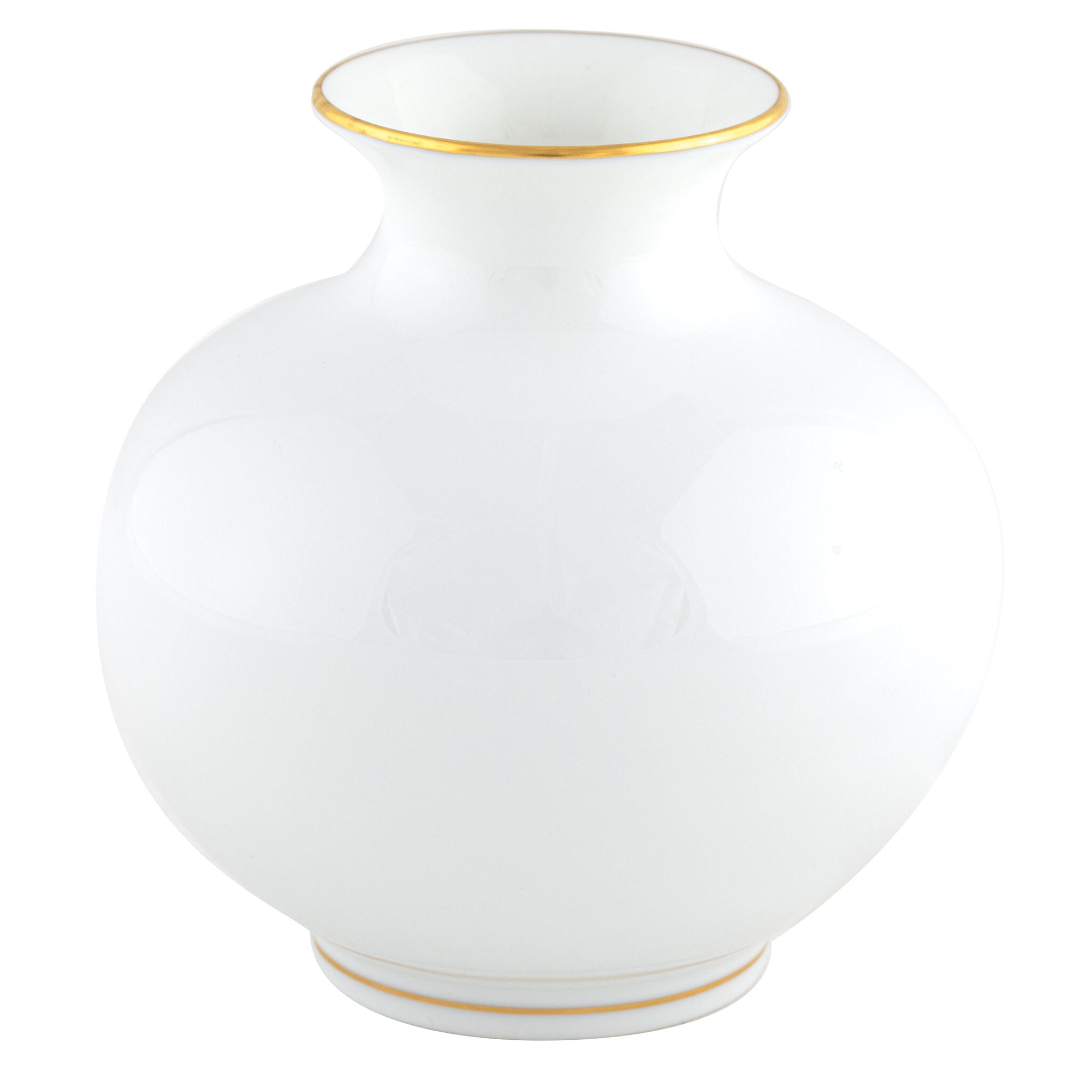 Hand-painted Herend Golden Edge Round Vase in fine porcelain, 4.5in H X 4.5in D, on a white background
