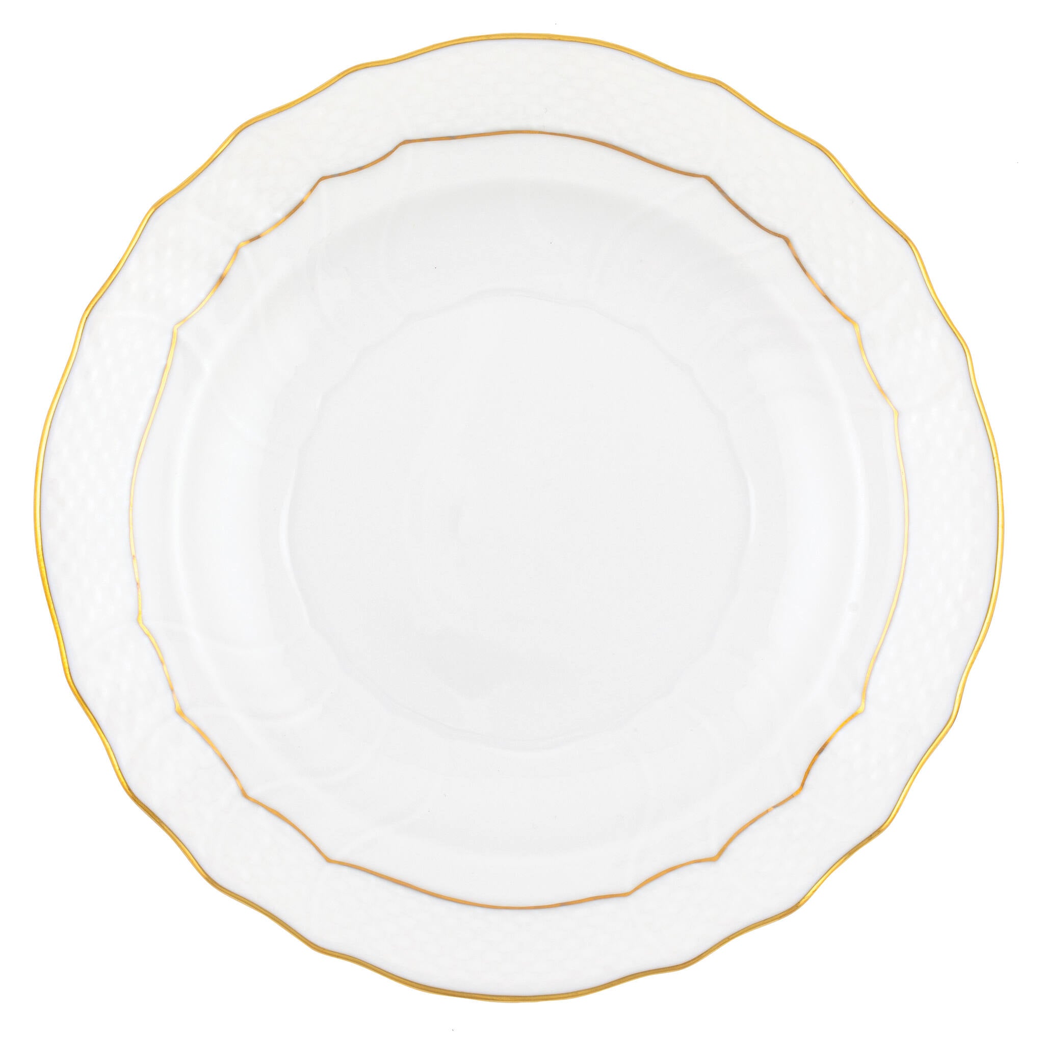 Hand-painted Herend Golden Edge Salad Plate in fine porcelain, 7.5in D, on a white background