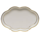 Hand-painted Herend Golden Edge Small Scalloped Tray Decorative Plate in fine porcelain, 5.5in L, on a white background