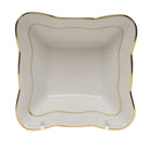 Hand-painted Herend Golden Edge Small Square Dish in fine porcelain, 4.75in L X 2in H, on a white background
