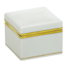 Hand-painted Herend Golden Edge Square Box in fine porcelain, 2.25in L X 2.25in W X 2in H, on a white background