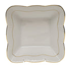 Hand-painted Herend Golden Edge Square Dish in fine porcelain, 6.75in L X 2.5in H, on a white background