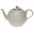 Hand-painted Herend Golden Edge Tea Pot with Rose Teapot in fine porcelain, (60 OZ) 6.5in H, on a white background