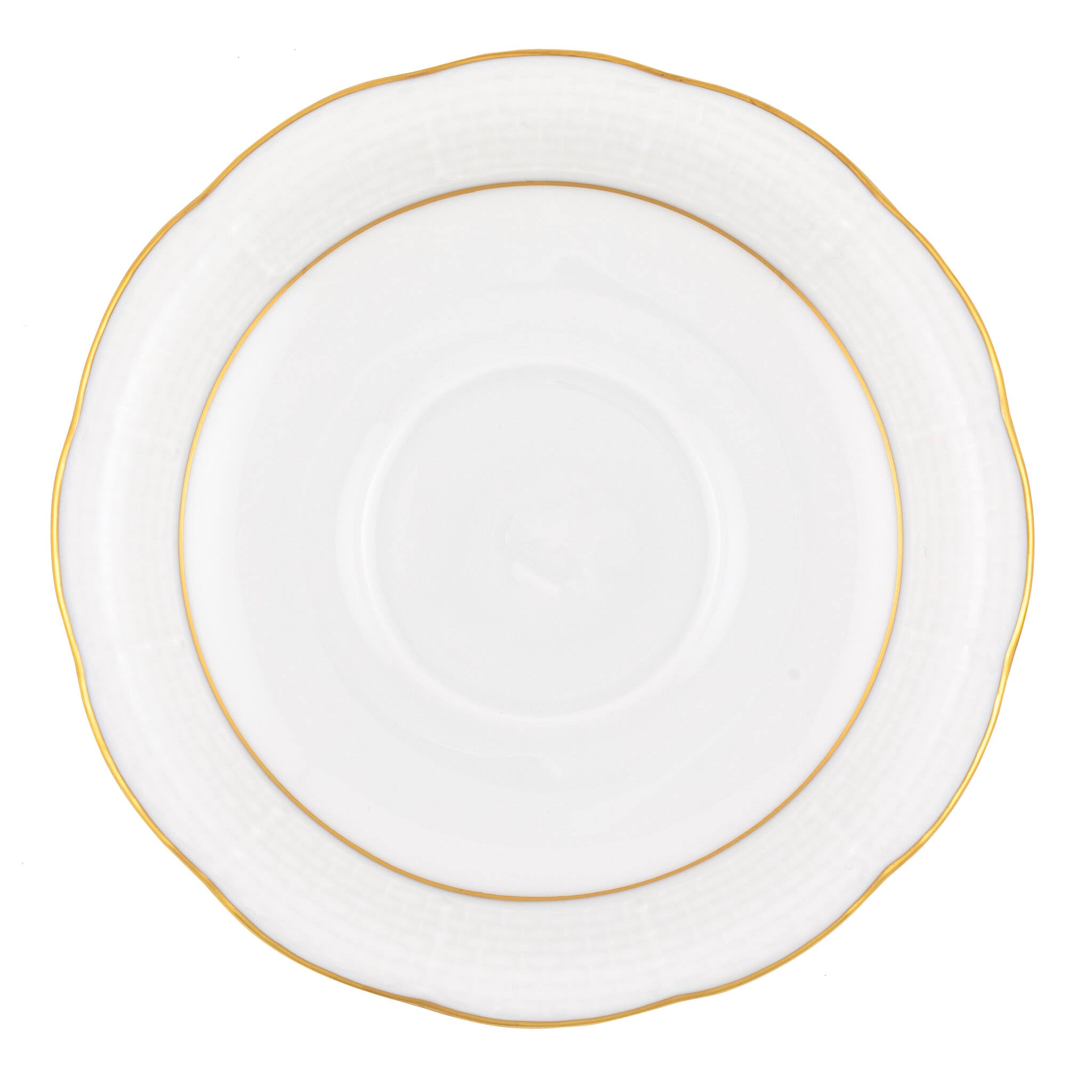 Hand-painted Herend Golden Edge Tea Saucer Cup & Saucer Set in fine porcelain, 6in D, on a white background