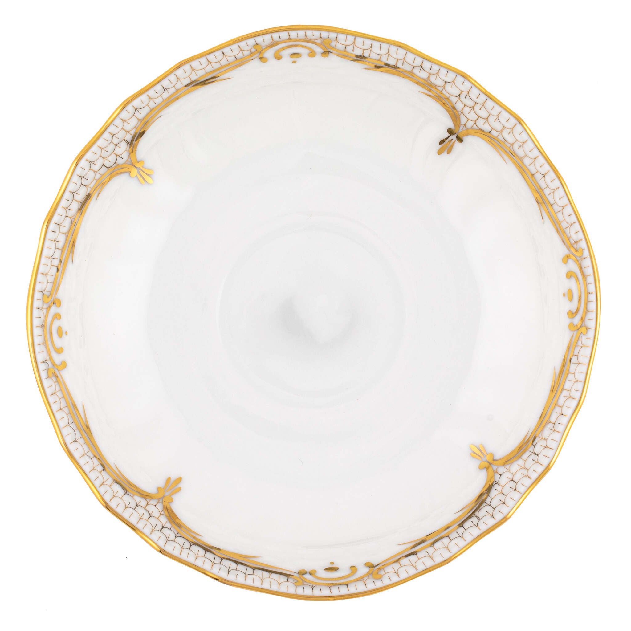 Hand-painted Herend Golden Elegance Canton Saucer in fine porcelain, 5.5in D, on a white background