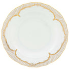Hand-painted Herend Golden Elegance Dessert Plate in fine porcelain, 8.25in D, on a white background