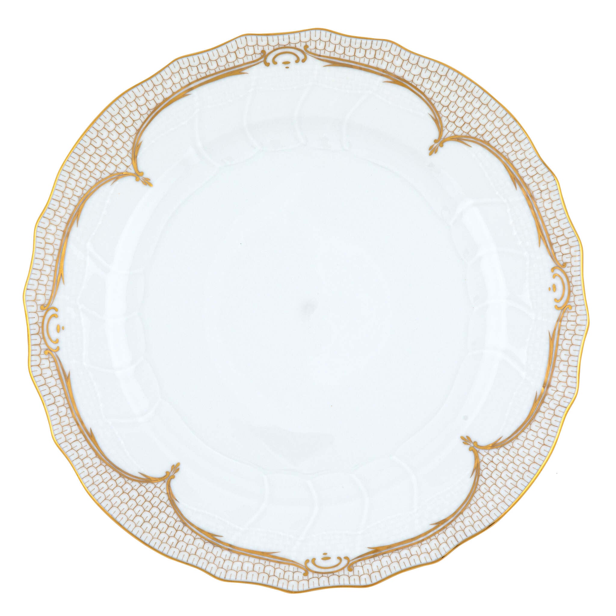 Hand-painted Herend Golden Elegance Dinner Plate in fine porcelain, 10.5in D, on a white background