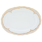 Hand-painted Herend Golden Elegance Platter in fine porcelain, 15in L X 11.5in W, on a white background