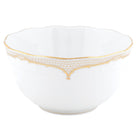 Hand-painted Herend Golden Elegance Round Bowl in fine porcelain, (3.5 PT) 7.5in D, on a white background